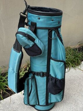 Mizuno Vintage Green/Black Golf Bag 6-Way Divider with Shoulder Strap Very Nice